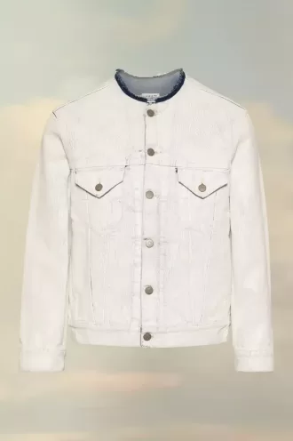 Collarless Denim Jacket