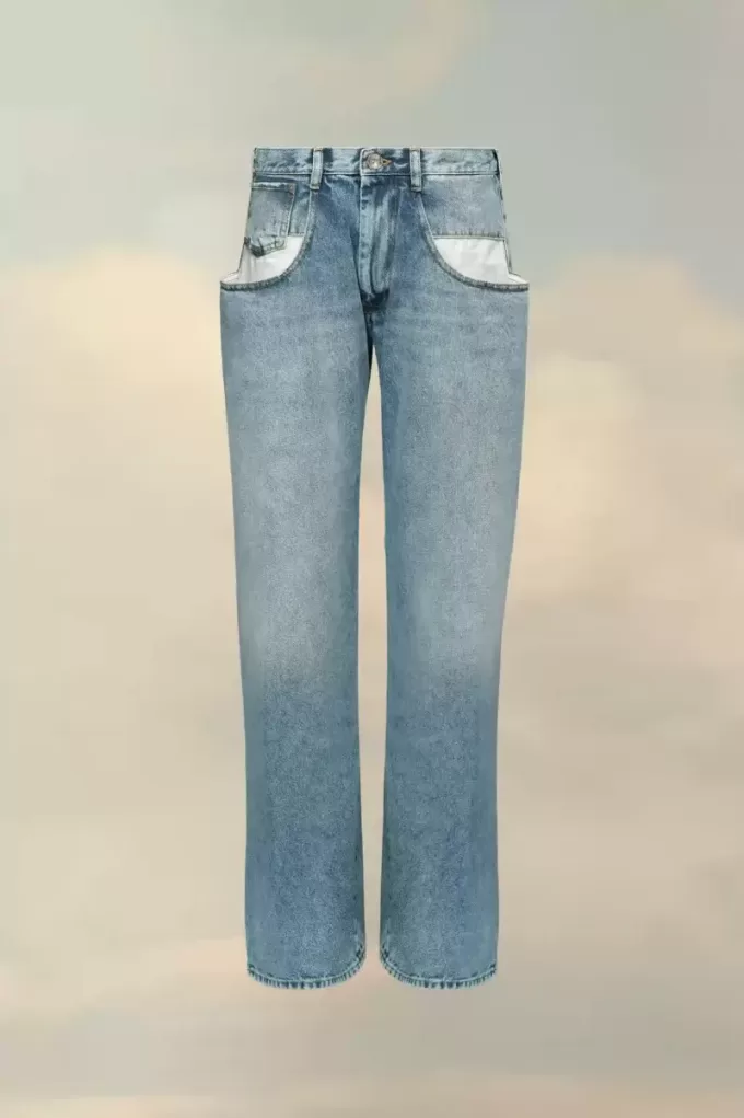 Straight jeans with contrasted pockets Straight jeans with contrasted pockets